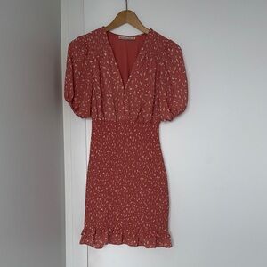 Elegant Pink Puff Sleeve Dress